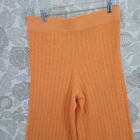 NWOT Orange Ribbed Knit Wide Leg Pants NY&C Womens Size L - Picture 5 of 7